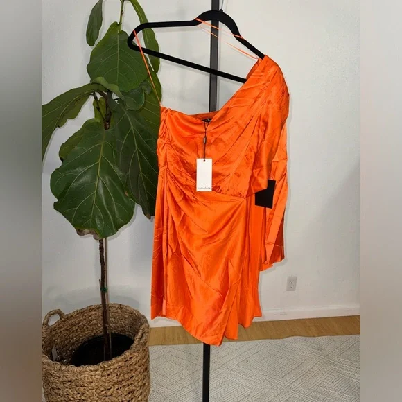 NWT Retrofete Mae Silk Blend Dress in OrangeMedium